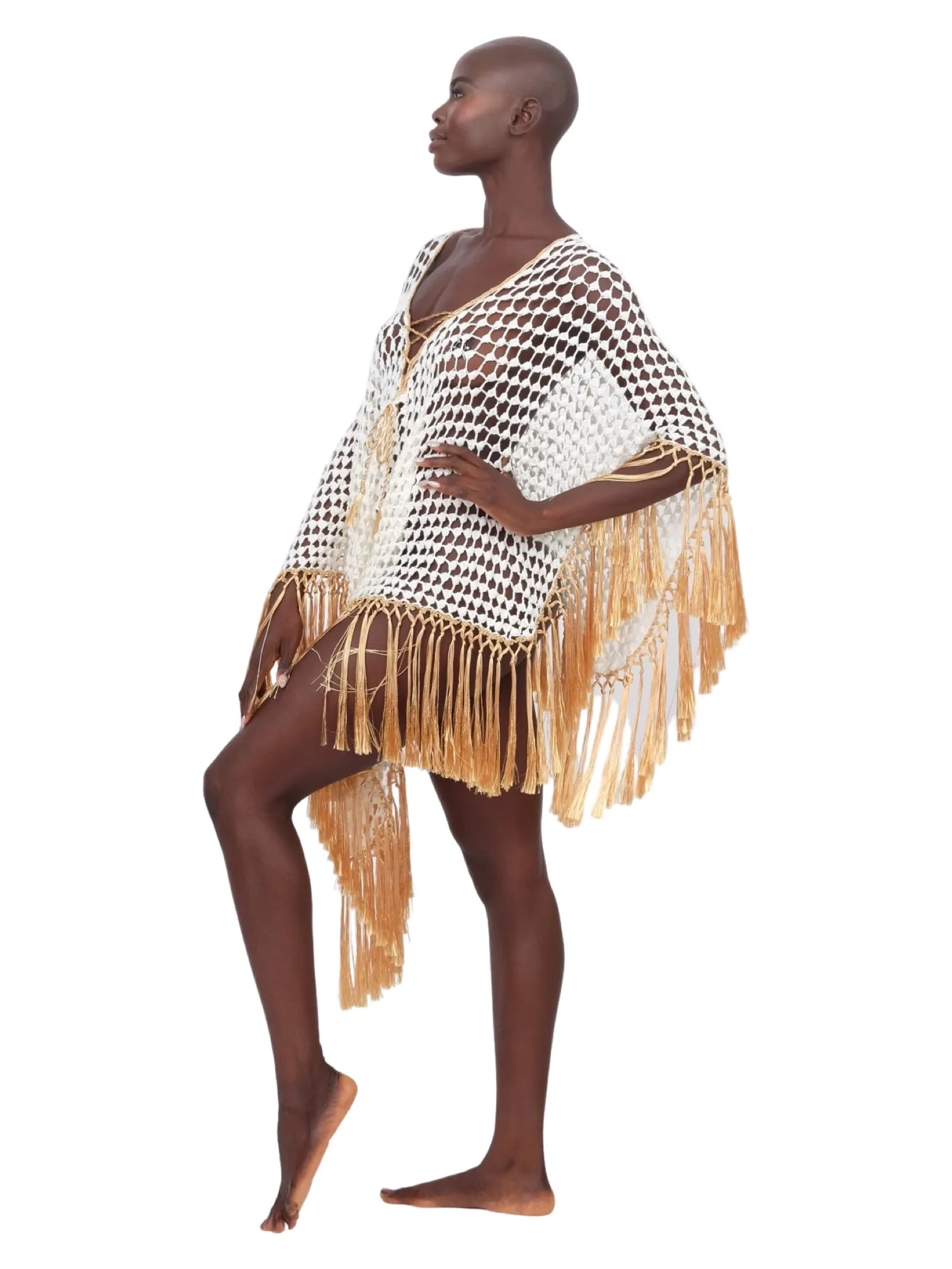 White Phoenix Fringed Coverup