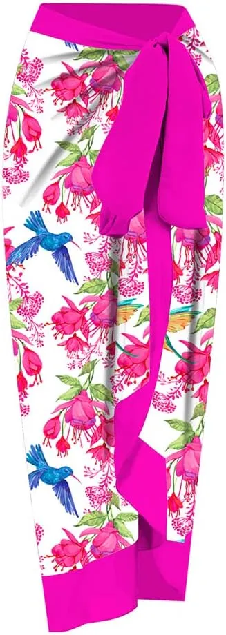 Women One Piece Bathing suit with Cover up set Retro Floral Swimsuit Long Sarong Beach Skirt Swimwear set