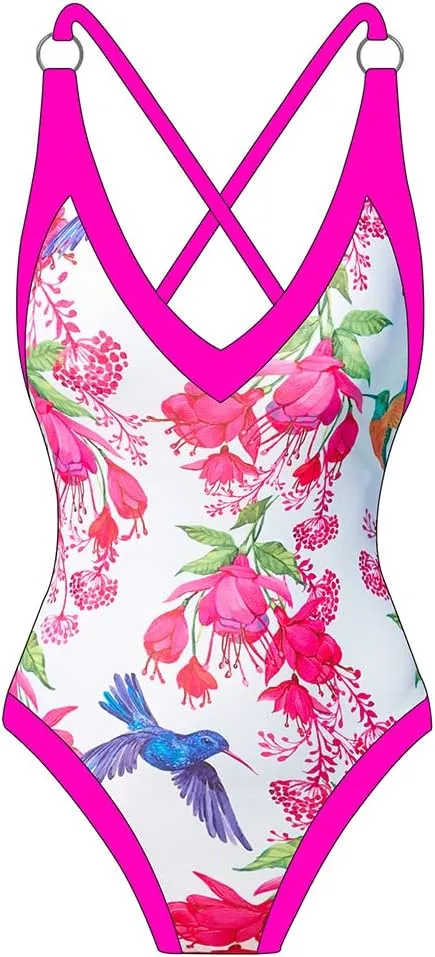 Women One Piece Bathing suit with Cover up set Retro Floral Swimsuit Long Sarong Beach Skirt Swimwear set