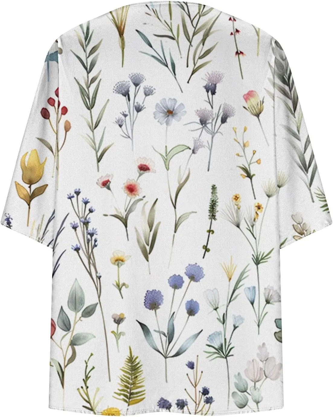 Womens Boho Kimono Cardigans Loose Floral Print Cover Up Chiffon Beach Wear Swimsuit Summer Puff Sleeve Blouse Tops
