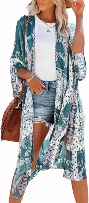 Women's Kimono Swimsuit Coverups Summer Beach Casual Loose Cardigans for Swimwear