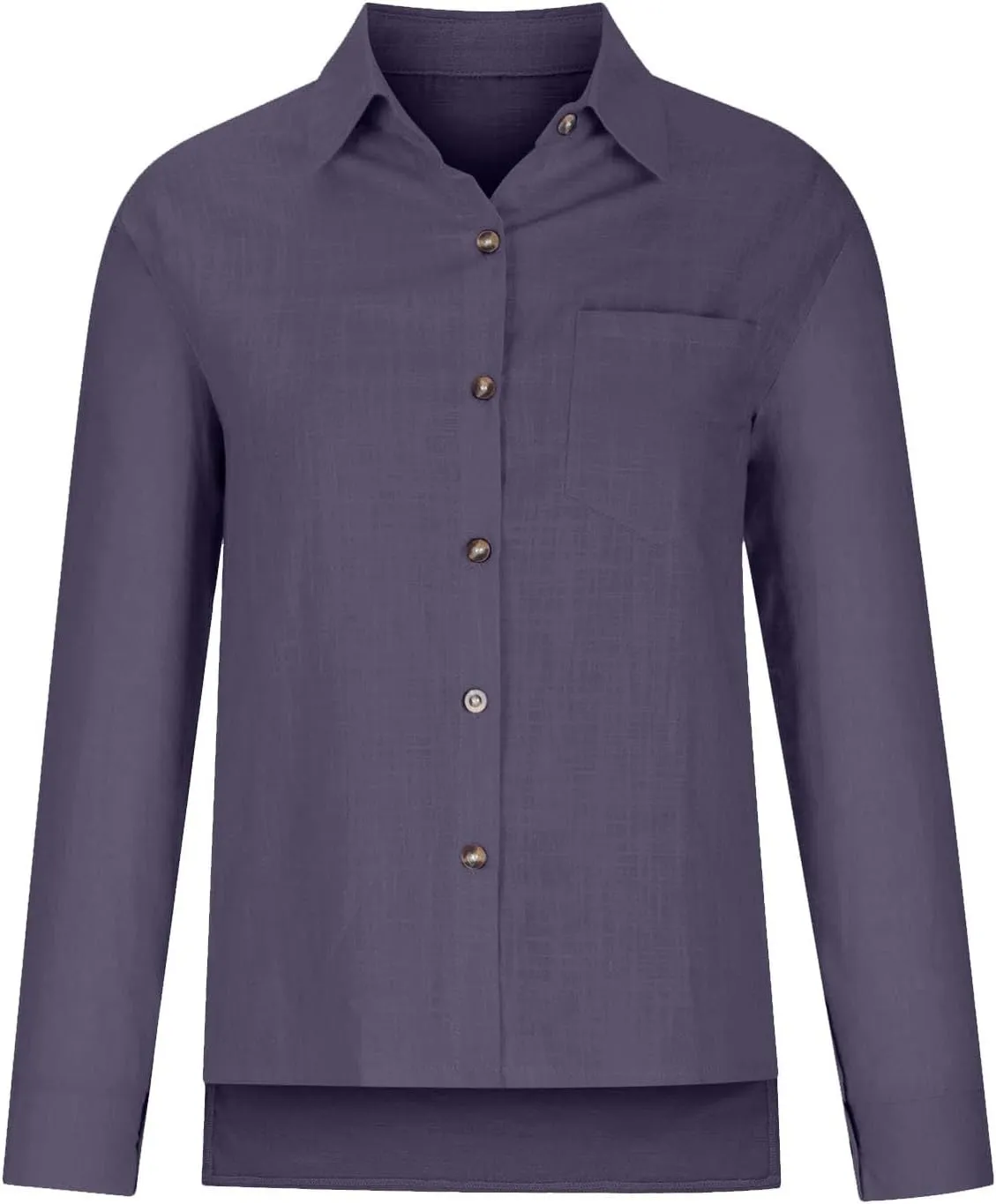 Women's Linen Shirt 2024 Fall Casual Loose Long Sleeve V Neck Blouses Cotton Linen Going Out Vintage Long Sleeve