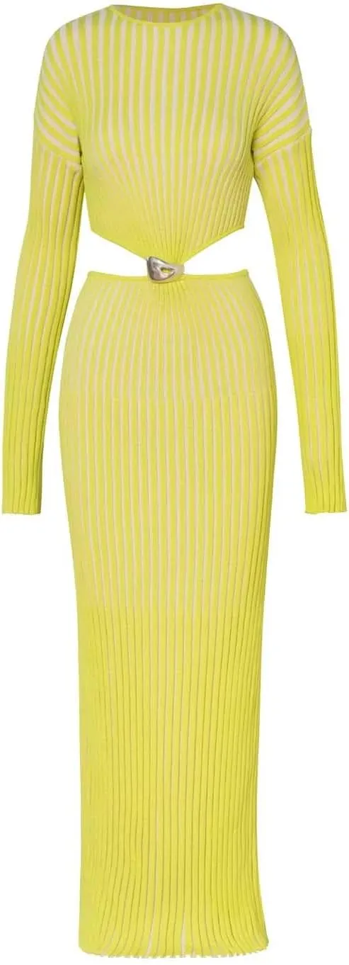 Women's Long Sleeve Ribbed Knit Maxi Dress - Bentley