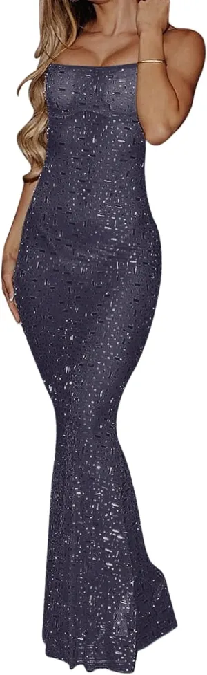 Women's Mesh Rhinestone Cover Up Dress Sparkle Beach Swimwear Coverups Shiny Crystal Sheer Maxi Dresses