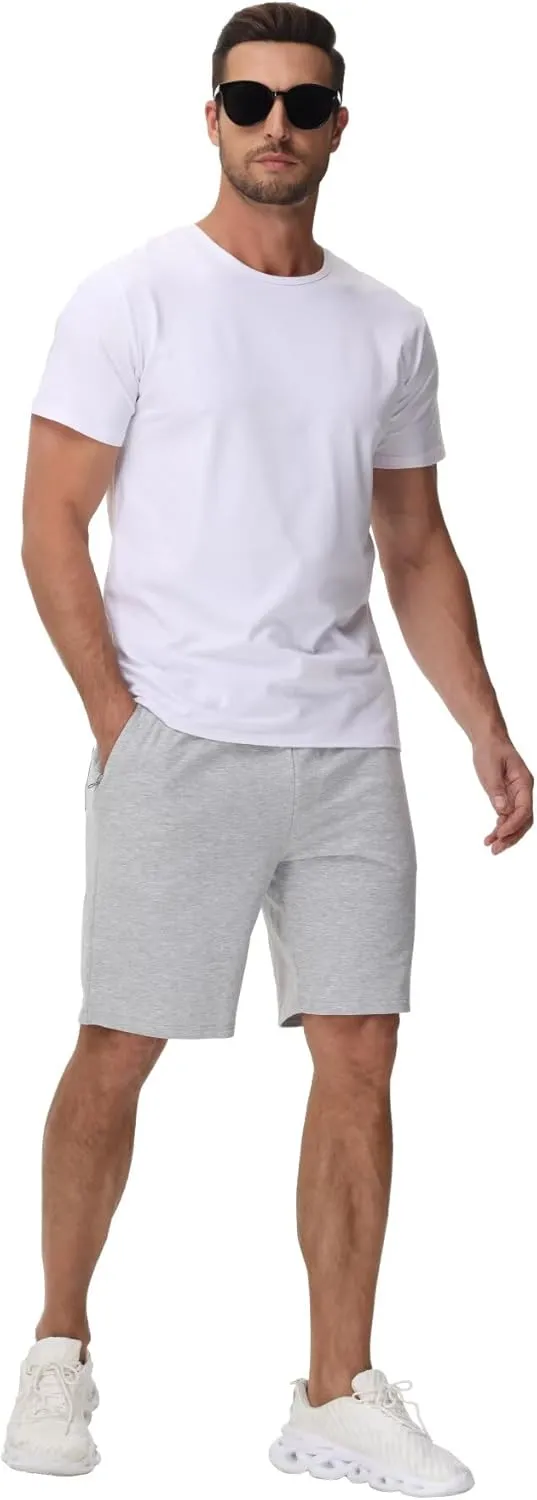 Yundobop Mens Casual Shorts Cotton Drawstring Summer Athletic Shorts with Zipper Pockets