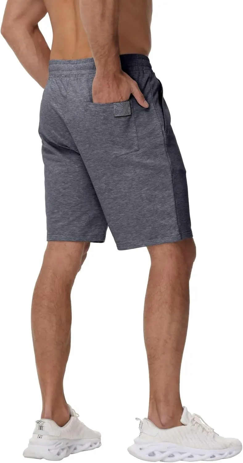 Yundobop Mens Casual Shorts Cotton Drawstring Summer Athletic Shorts with Zipper Pockets