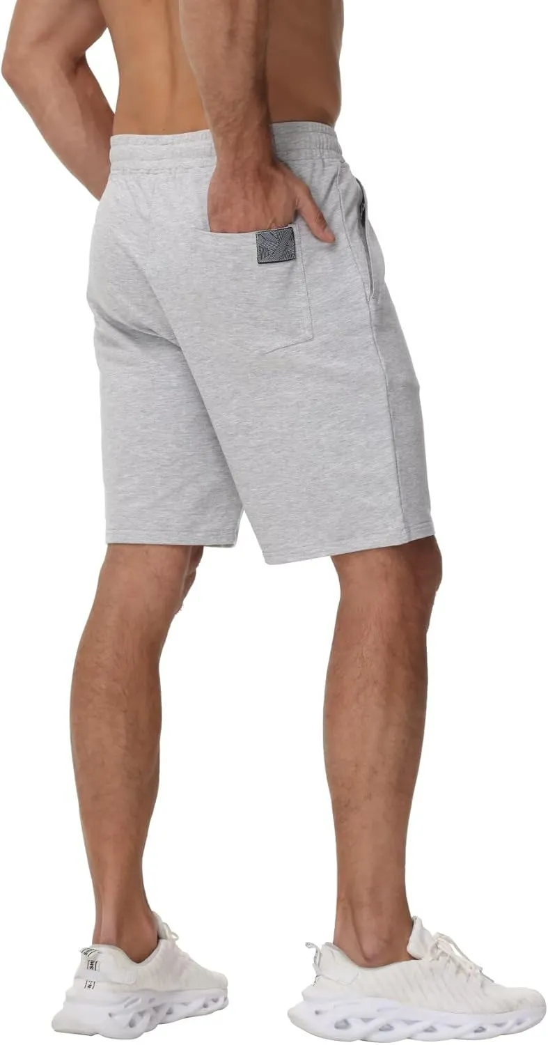 Yundobop Mens Casual Shorts Cotton Drawstring Summer Athletic Shorts with Zipper Pockets