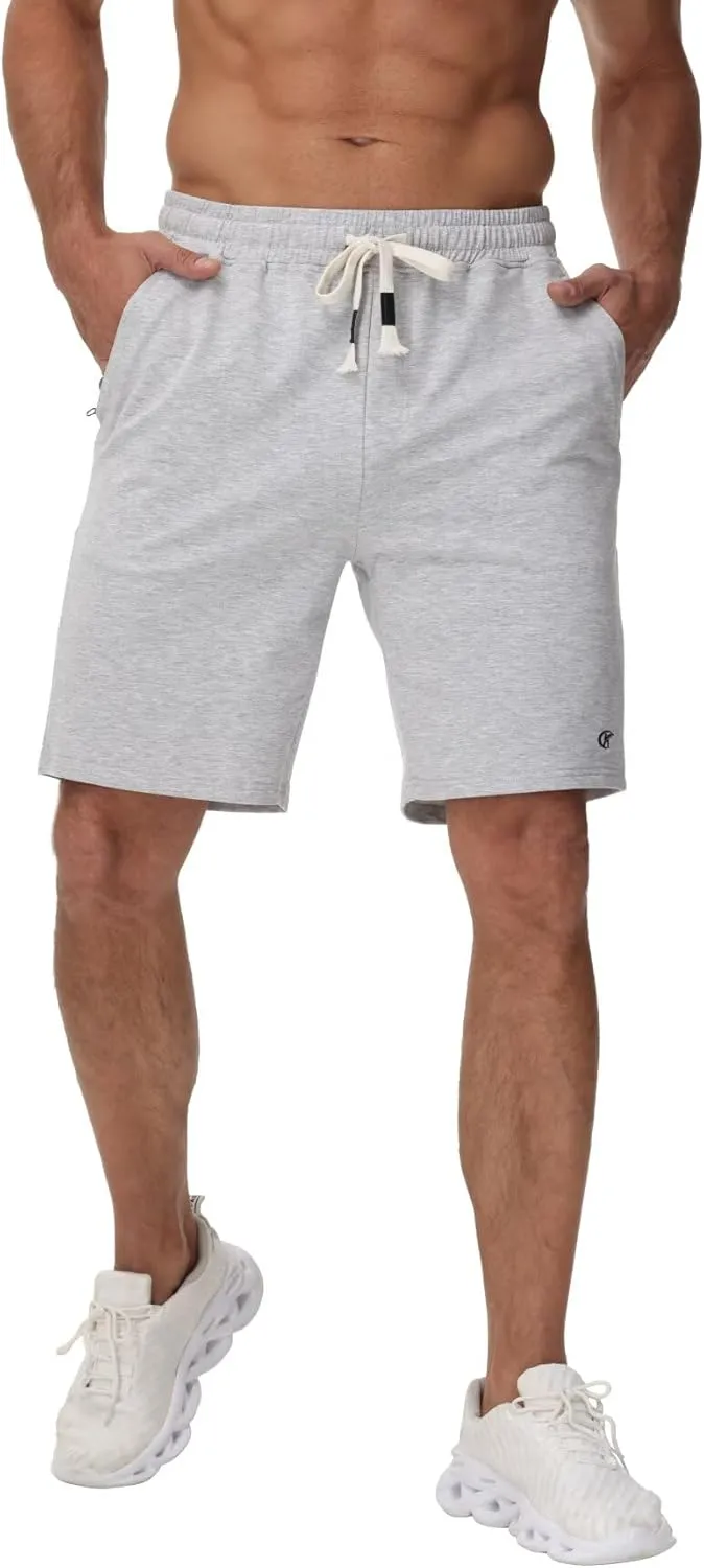 Yundobop Mens Casual Shorts Cotton Drawstring Summer Athletic Shorts with Zipper Pockets