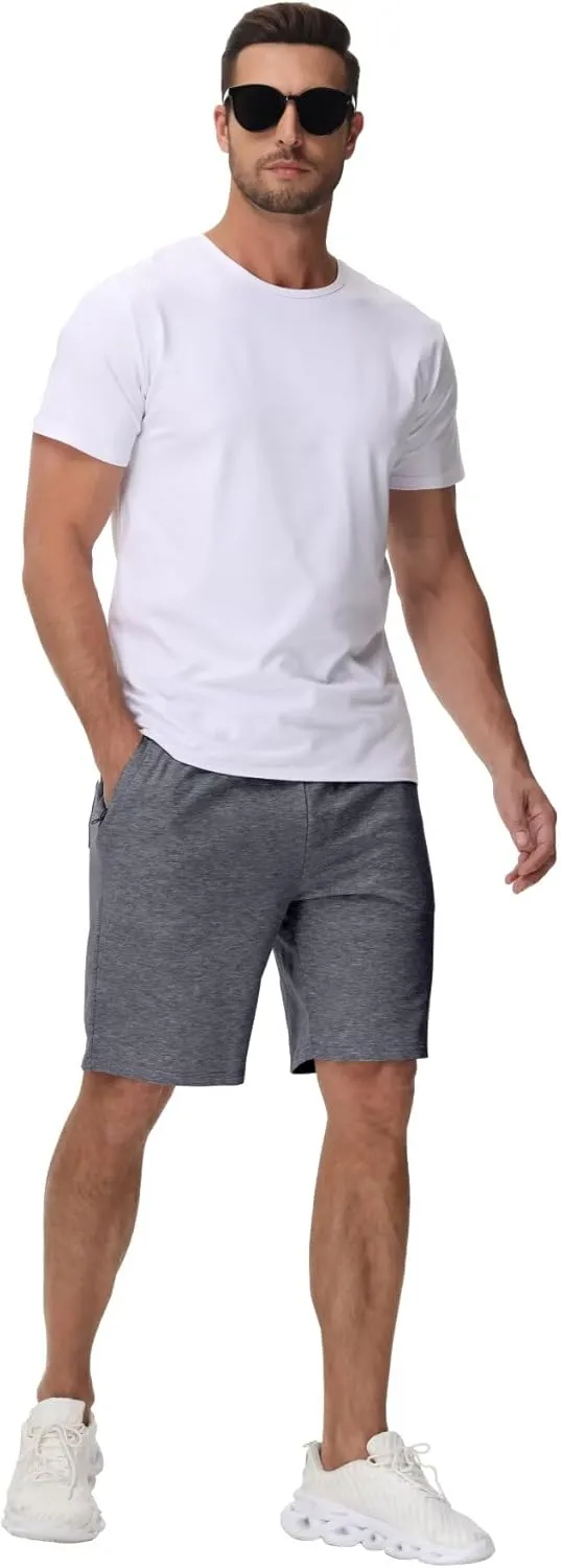 Yundobop Mens Casual Shorts Cotton Drawstring Summer Athletic Shorts with Zipper Pockets