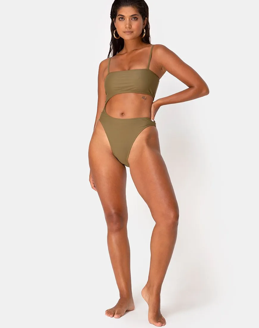 Zamia Swimsuit in Matte Khaki